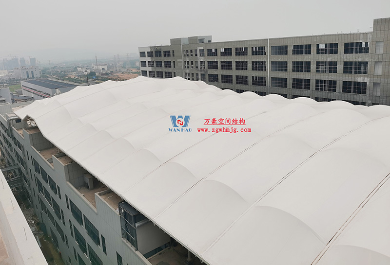 浙江真愛(ài)毯業(yè)科技有限公司廠(chǎng)房三屋面膜結(jié)構(gòu)工程完工大吉！