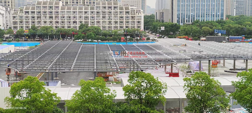進(jìn)度提速！臺(tái)州山姆超大ETFE氣枕天幕火熱施工中，城市新地標(biāo)來了